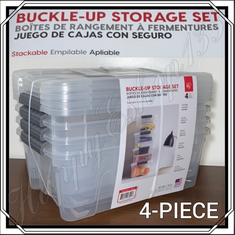 Iris Buckle-up Storage Set, 4-Pack, 12.9 Qt Each